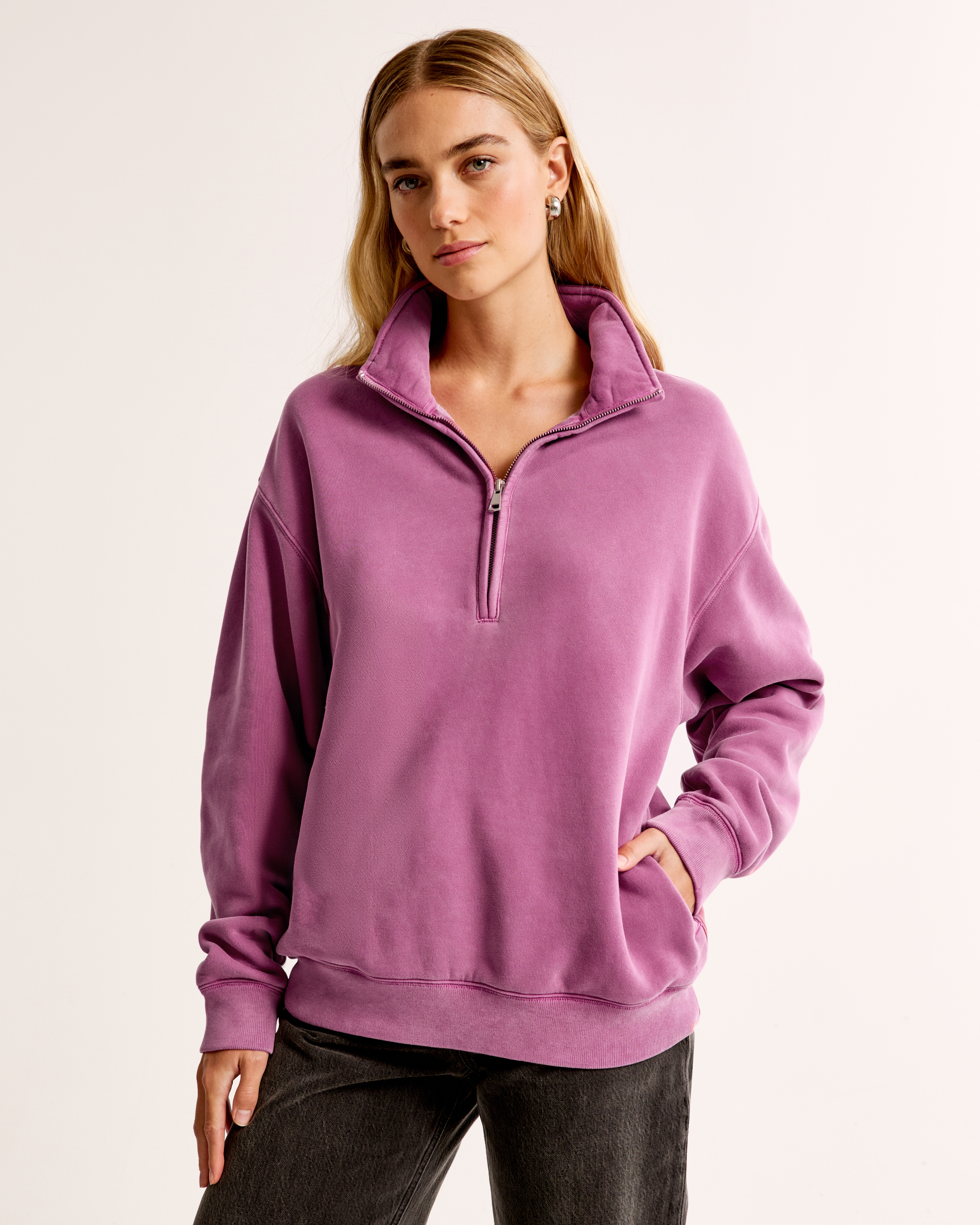 Abercrombie & Fitch Sunday Half-zip In Purple