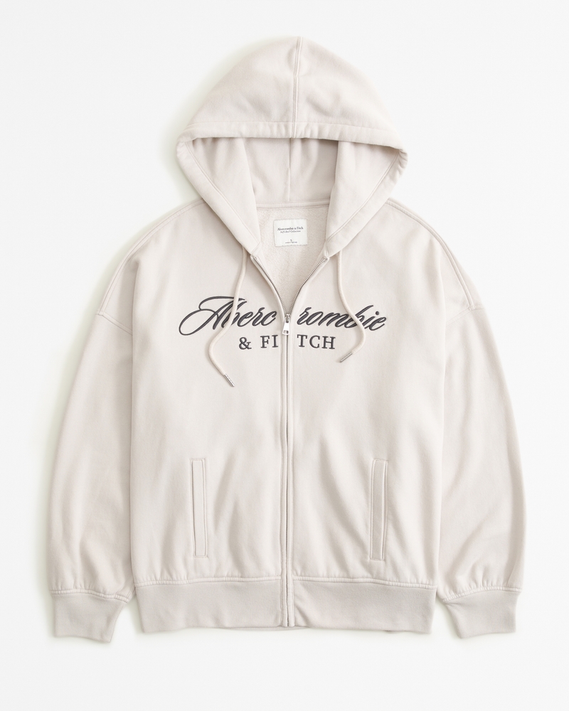 Women s Legging Friendly Logo Full Zip Hoodie Women s Back In Stock Abercrombie