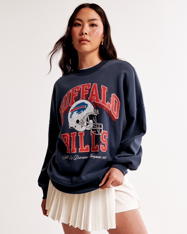 Buffalo Bills Graphic Oversized Sunday Crew, Sapphire