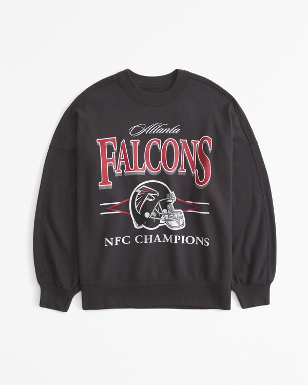 Atlanta Falcons Graphic Oversized Sunday Crew, Dark Grey - Falcons view 1