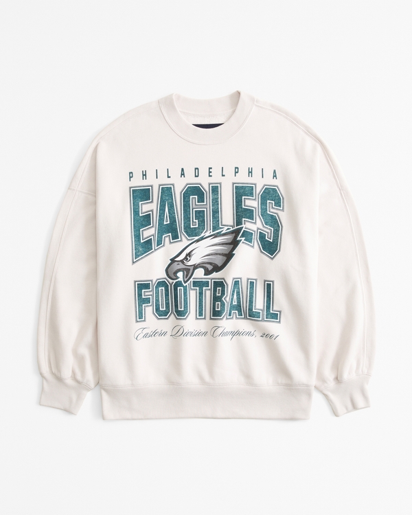 Philadelphia Eagles Graphic Oversized Sunday Crew, Cream - Eagles view 1