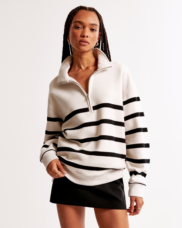 Essential Vintage Sunday Half-Zip, Black Stripe