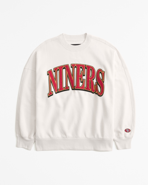 San Francisco 49ers Graphic Oversized Sunday Crew, Feather Grey