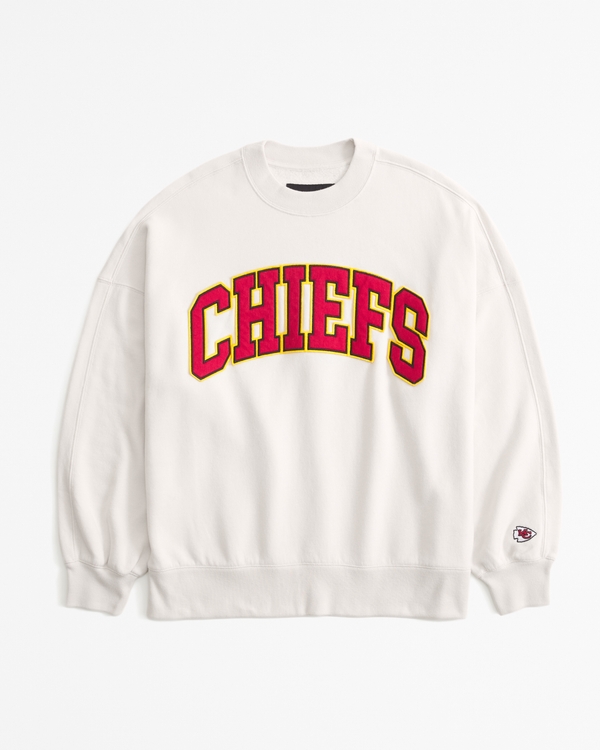 Kansas City Chiefs Graphic Oversized Sunday Crew, Feather Grey