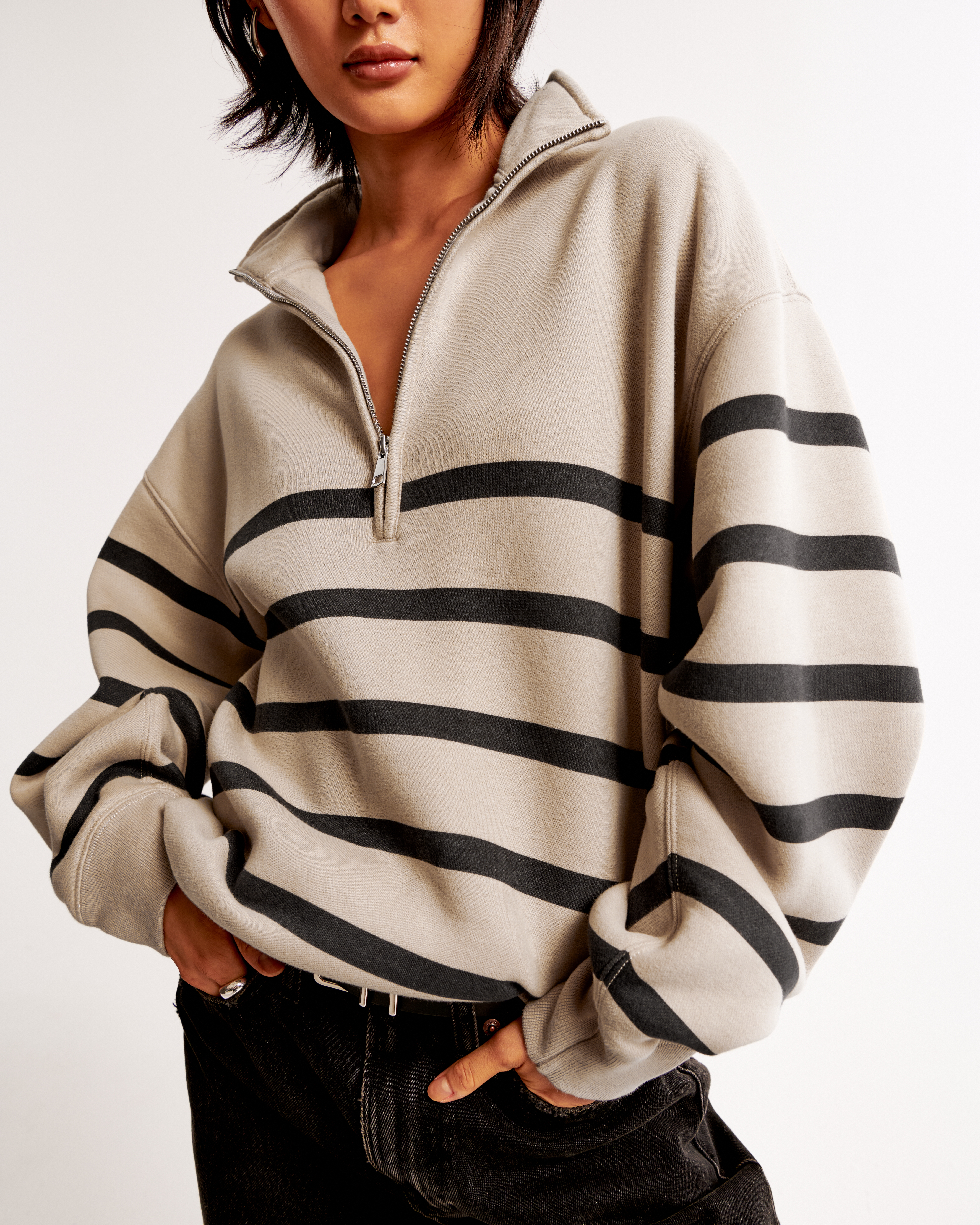 ◇新品◇【AMERICANA】 HALF SLEEVE SWEAT ベージュ Women's Essential Vintage Sunday Half-Zip | Women's