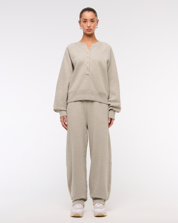 Essential Sunday Henley Crew, Oatmeal view 2