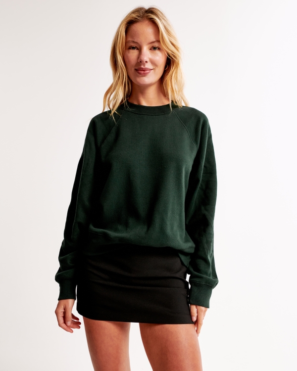 Essential Raglan Classic Sunday Crew, Deep Green