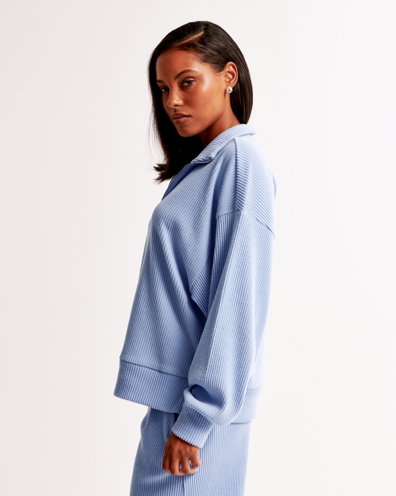 Lounge Brushed Rib Half-Zip