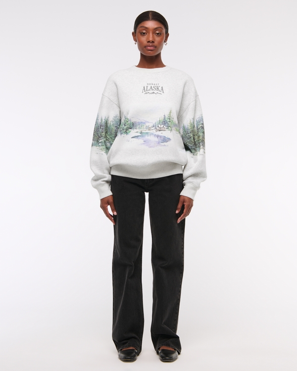 Scenic Denali Vintage Sunday Crew, Light Gray view 2