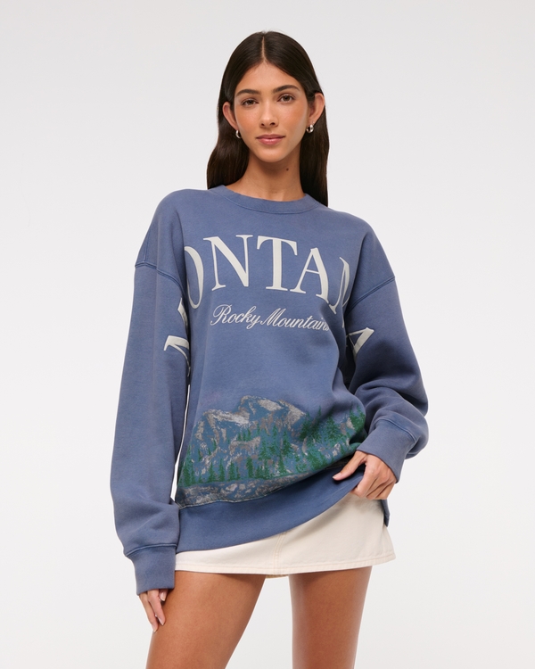 Scenic Rocky Mountains Vintage Sunday Crew, Royal Indigo view 1