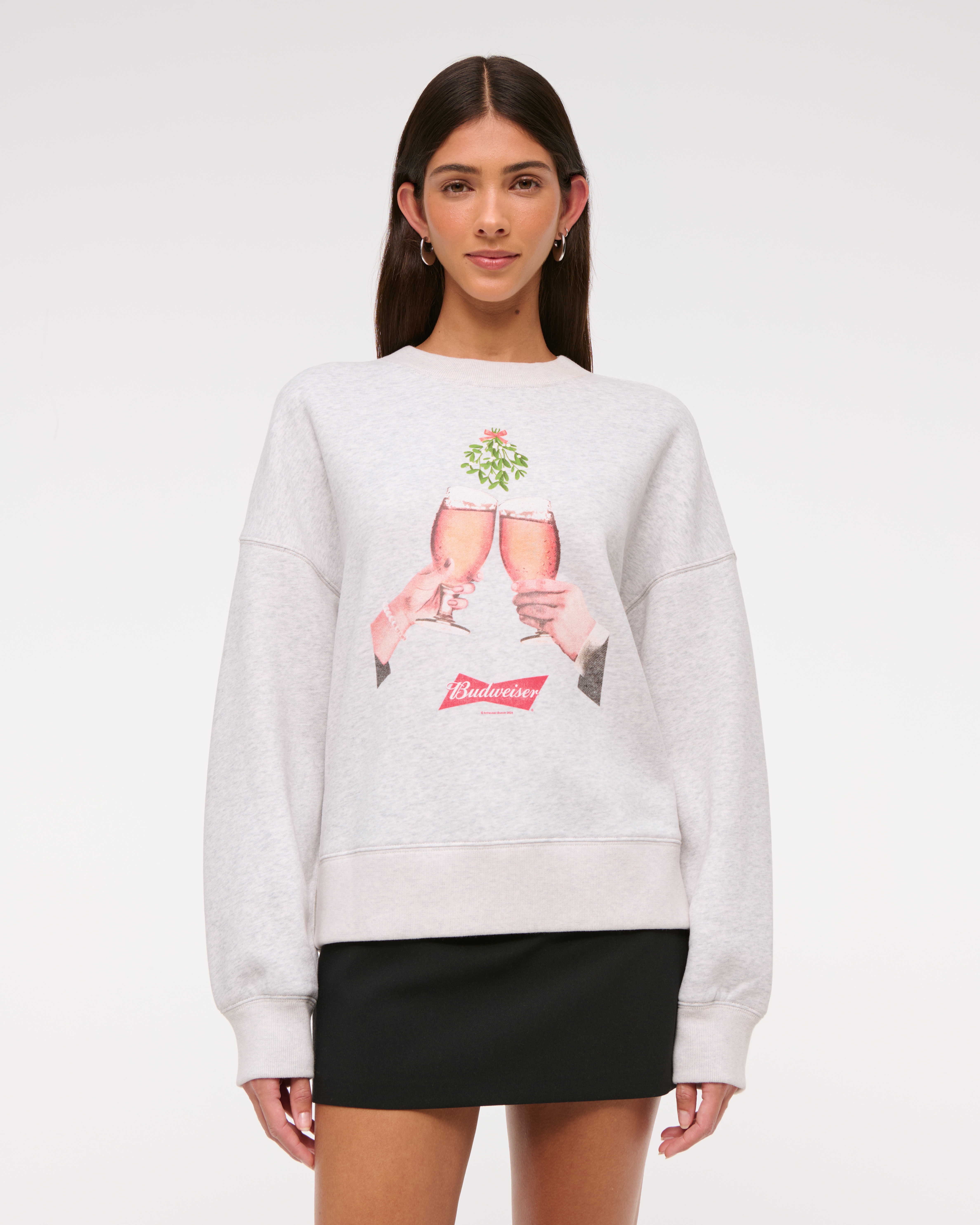 Abercrombie & Fitch Budweiser Classic Sunday Crew In Gray