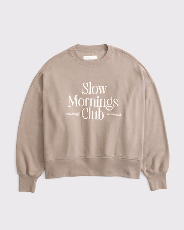 Slow Mornings Club Graphic Easy Sunday Crew, Taupe Gray view 1