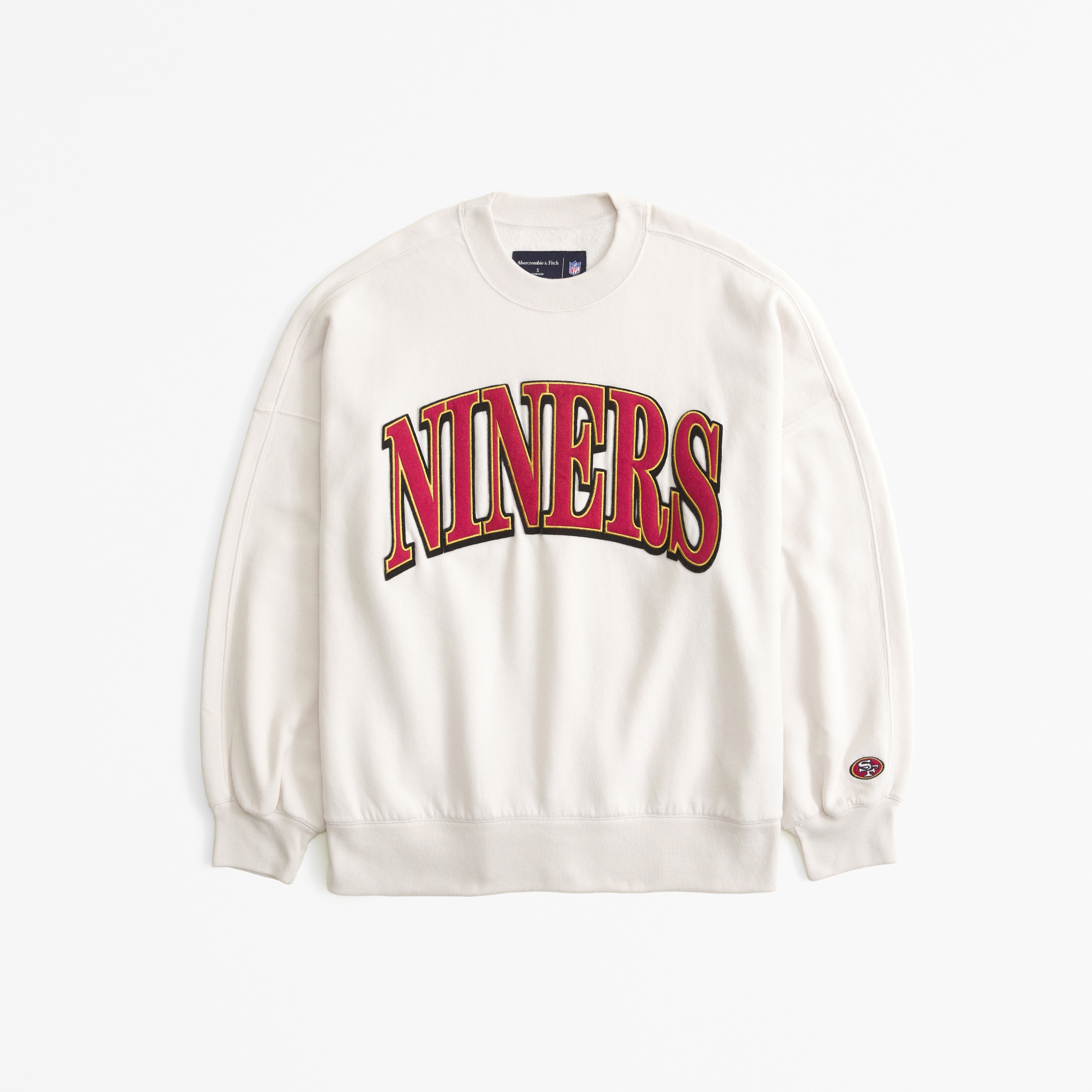 Abercrombie & Fitch San Francisco 49ers Graphic Oversized Sunday Crew In White