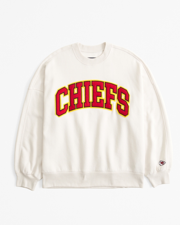 Kansas City Chiefs Graphic Oversized Sunday Crew, Cream - Chiefs view 1
