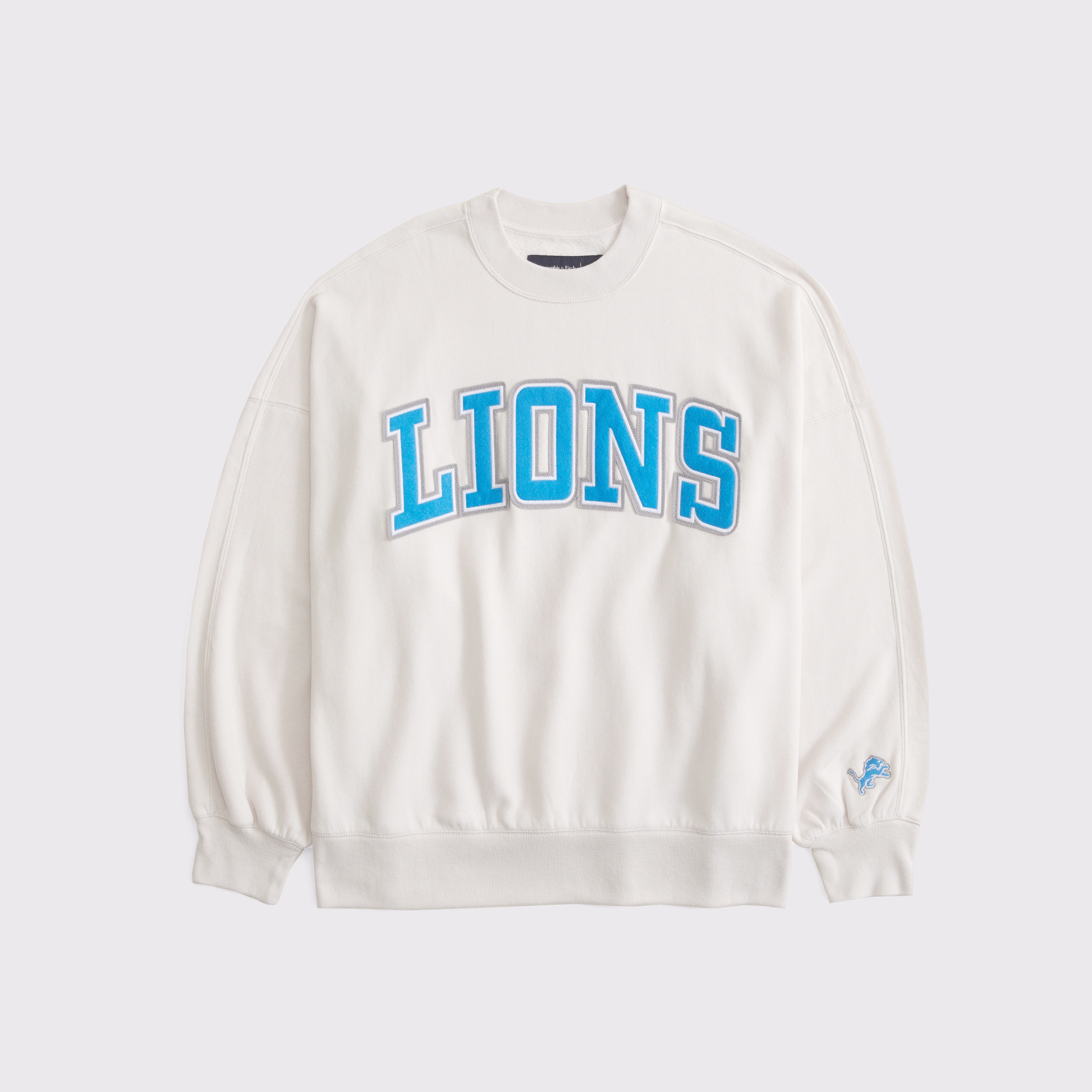 Abercrombie & Fitch Detroit Lions Graphic Oversized Sunday Crew In White