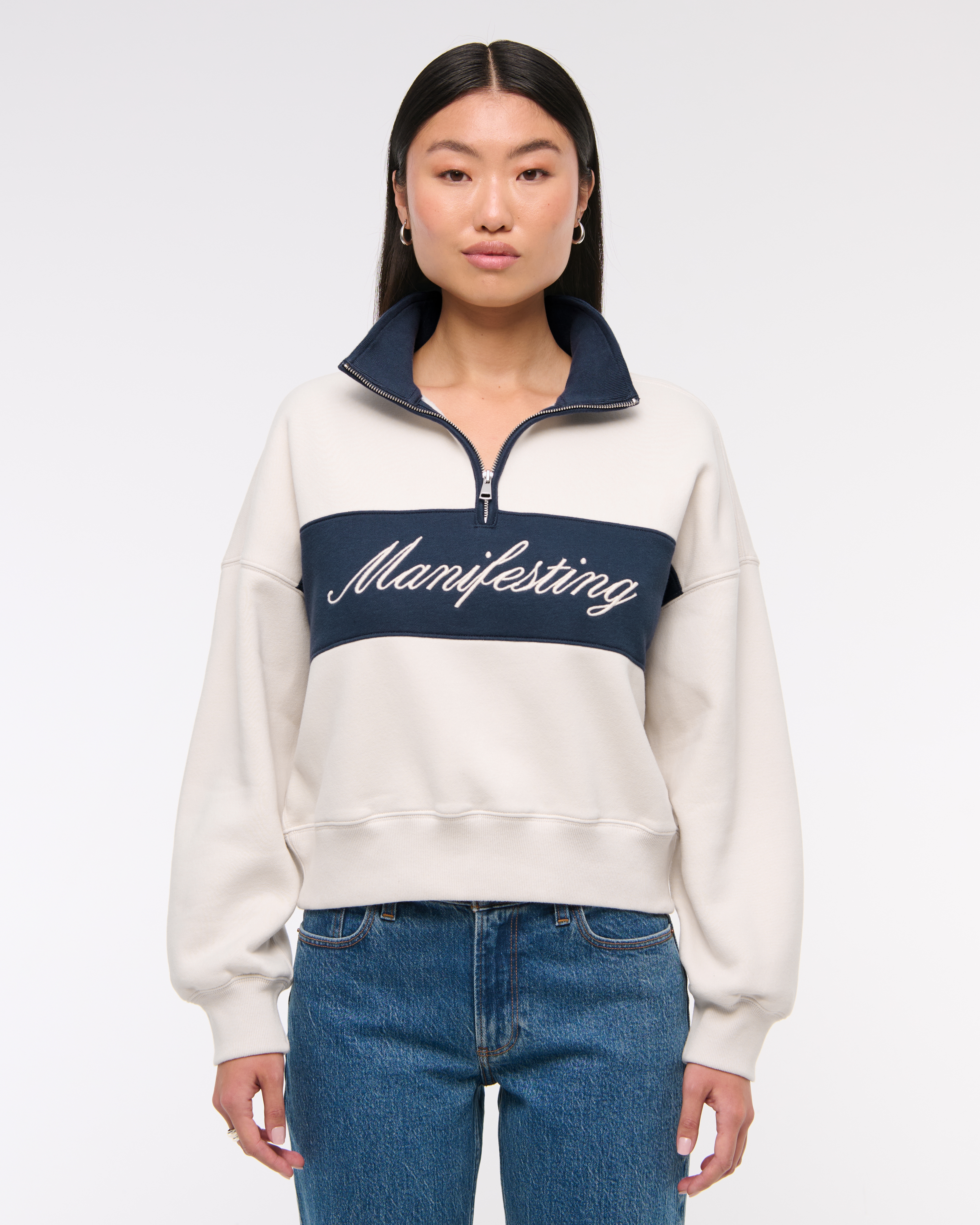 Abercrombie & Fitch Sunday Half-zip In Sand