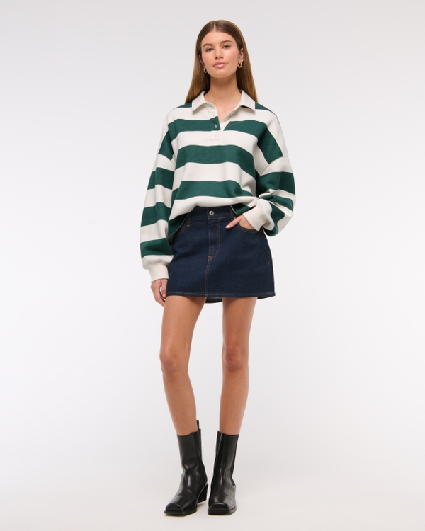 Essential Collared Polo Crew, Green Stripe view 2