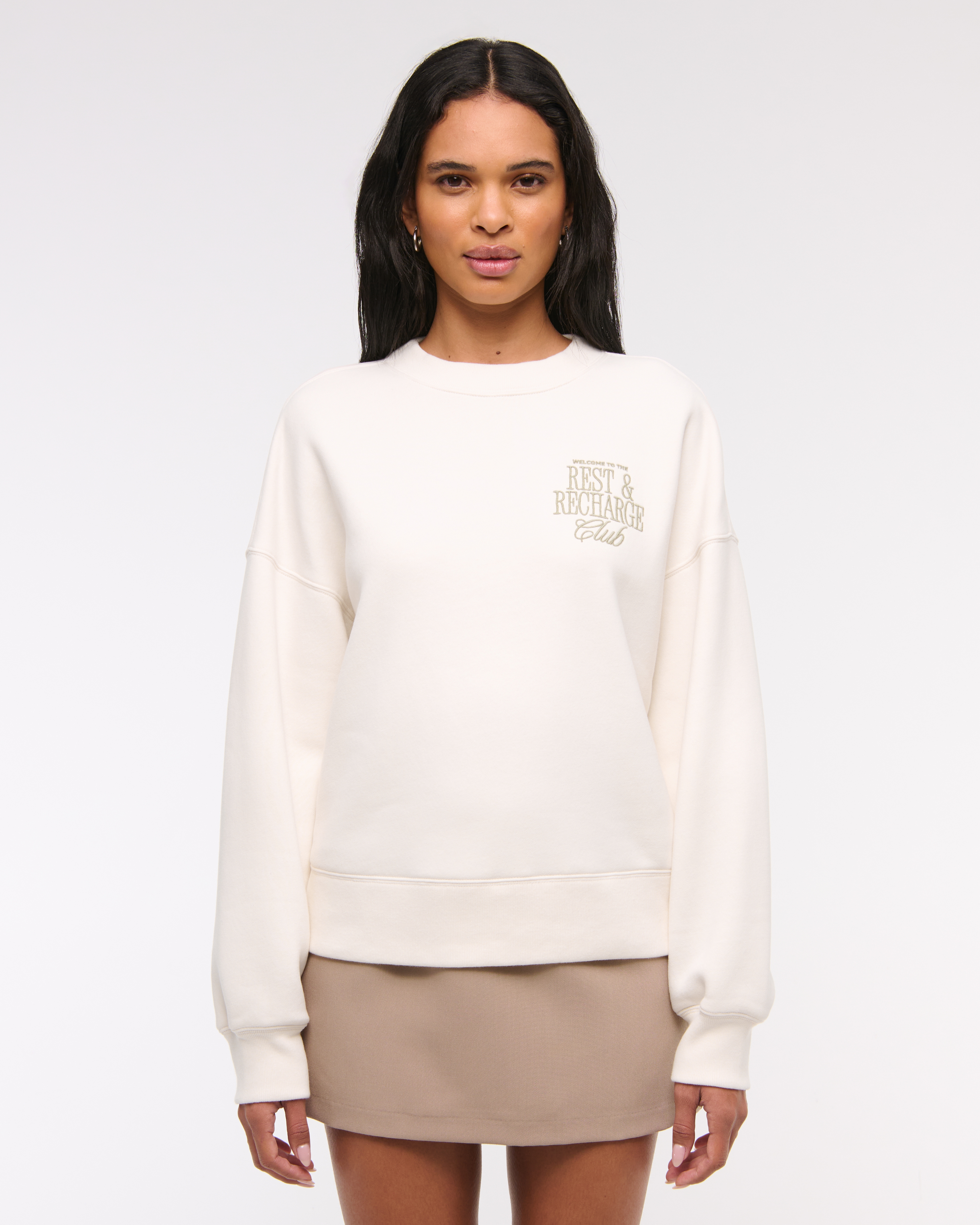 Abercrombie & Fitch Rest & Recharge Classic Sunday Crew In Neutral