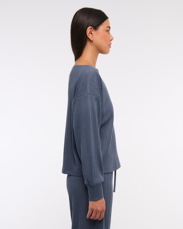 Long-Sleeve Lounge Wide Rib Slash Top