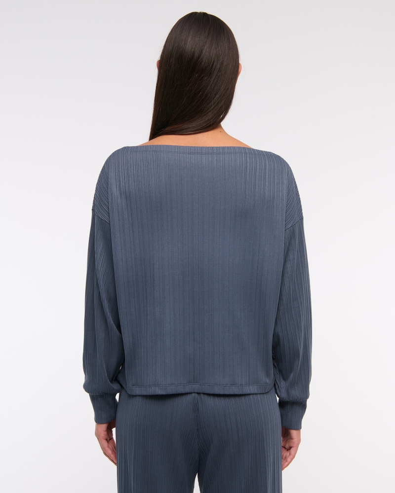 Long-Sleeve Lounge Wide Rib Slash Top