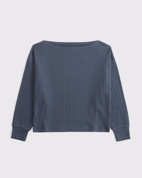 Long-Sleeve Lounge Wide Rib Slash Top