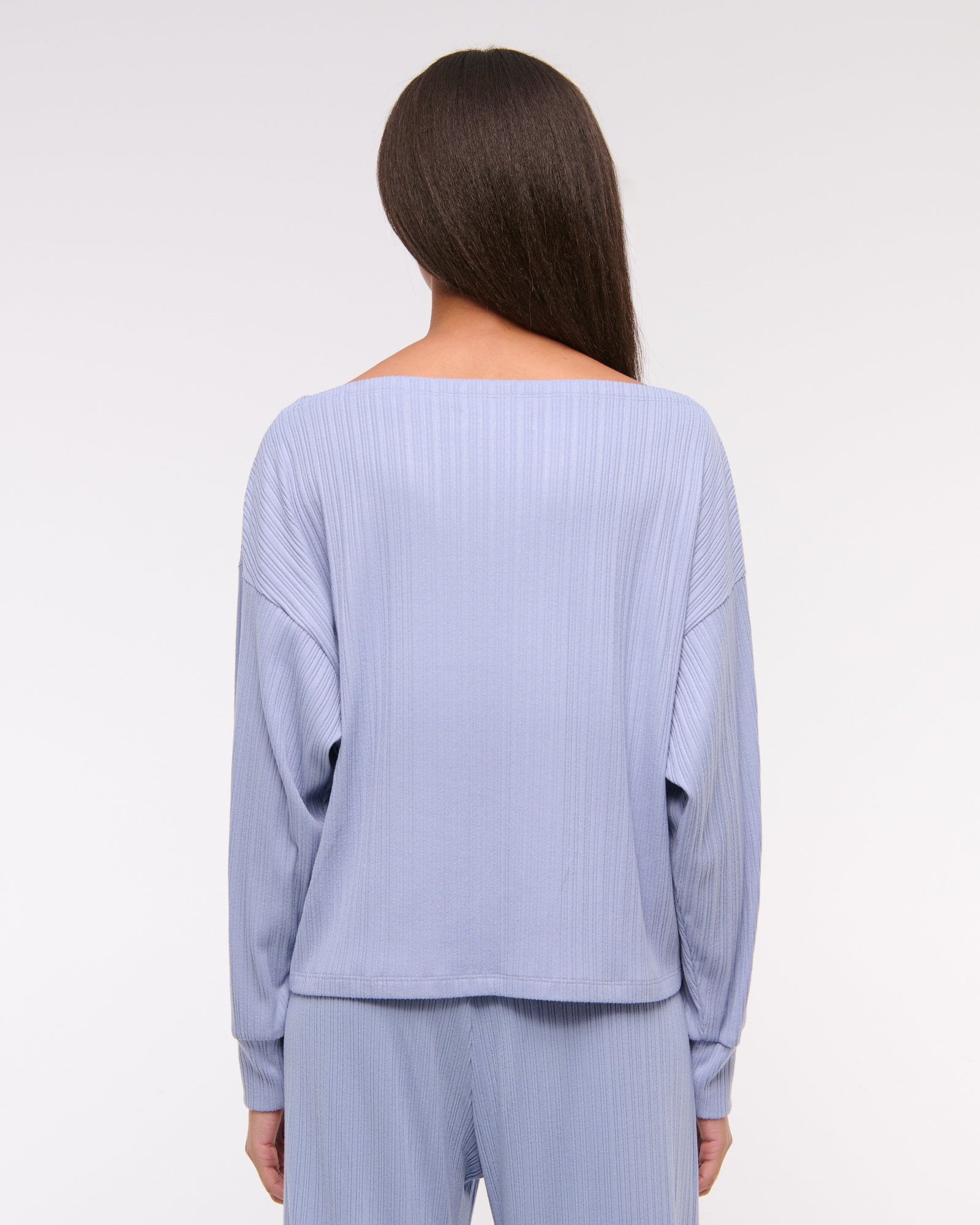 Long-Sleeve Lounge Wide Rib Slash Top