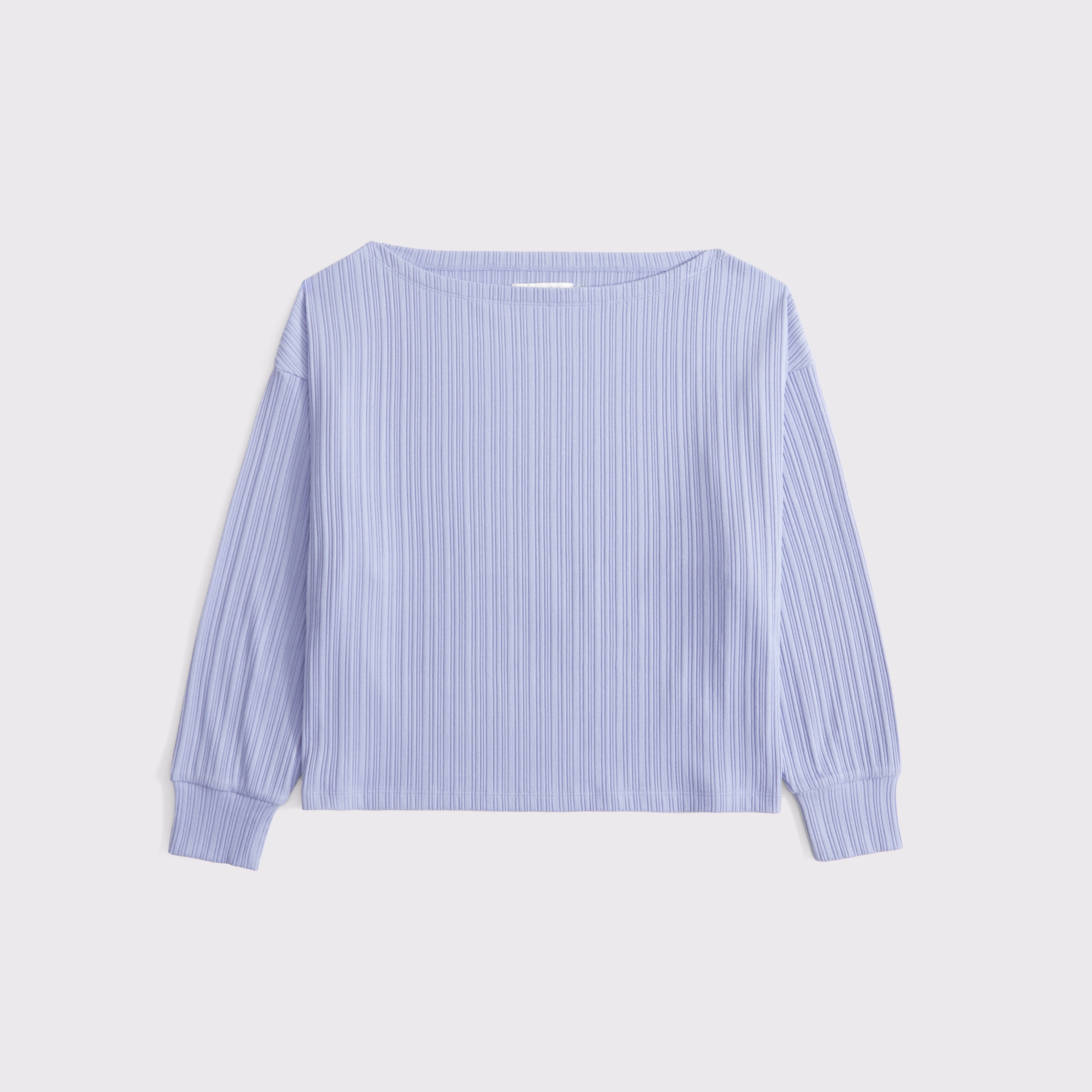 Abercrombie & Fitch Long-sleeve Lounge Wide Rib Slash Top In Purple