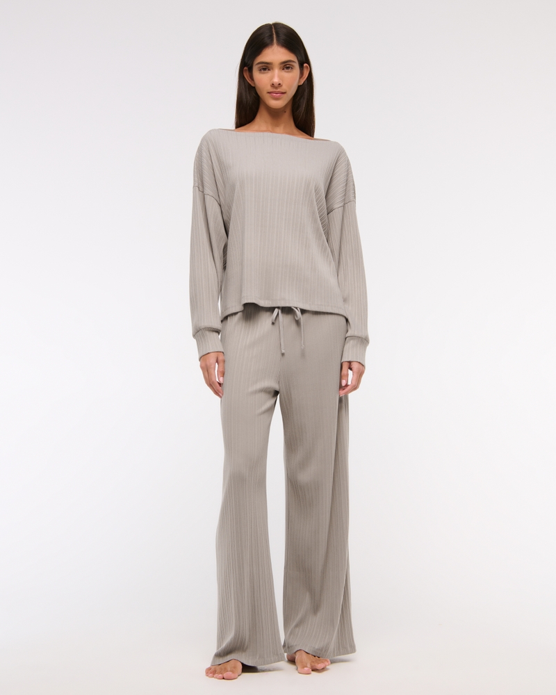 Women's Long-Sleeve Lounge Wide Rib Slash Top | Women's Tops