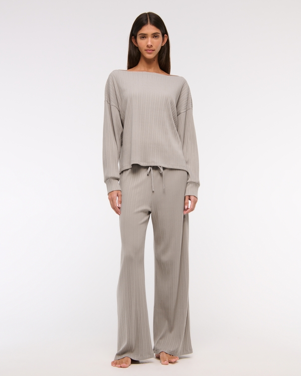 Women's Long-Sleeve Lounge Wide Rib Slash Top | Women's Tops