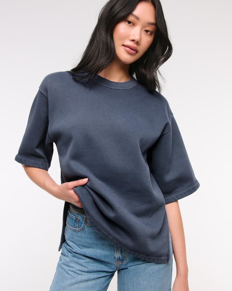 Oversized Short-Sleeve Fleece Tee