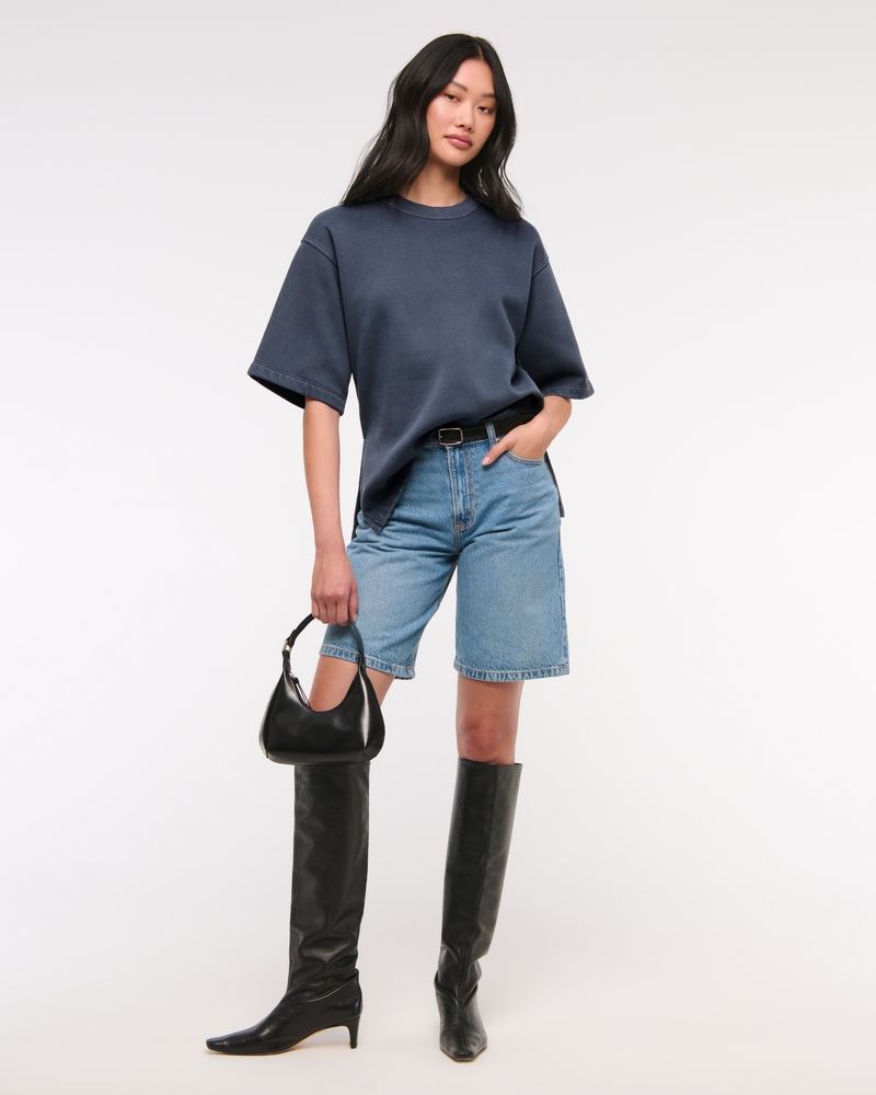 Oversized Short-Sleeve Fleece Tee