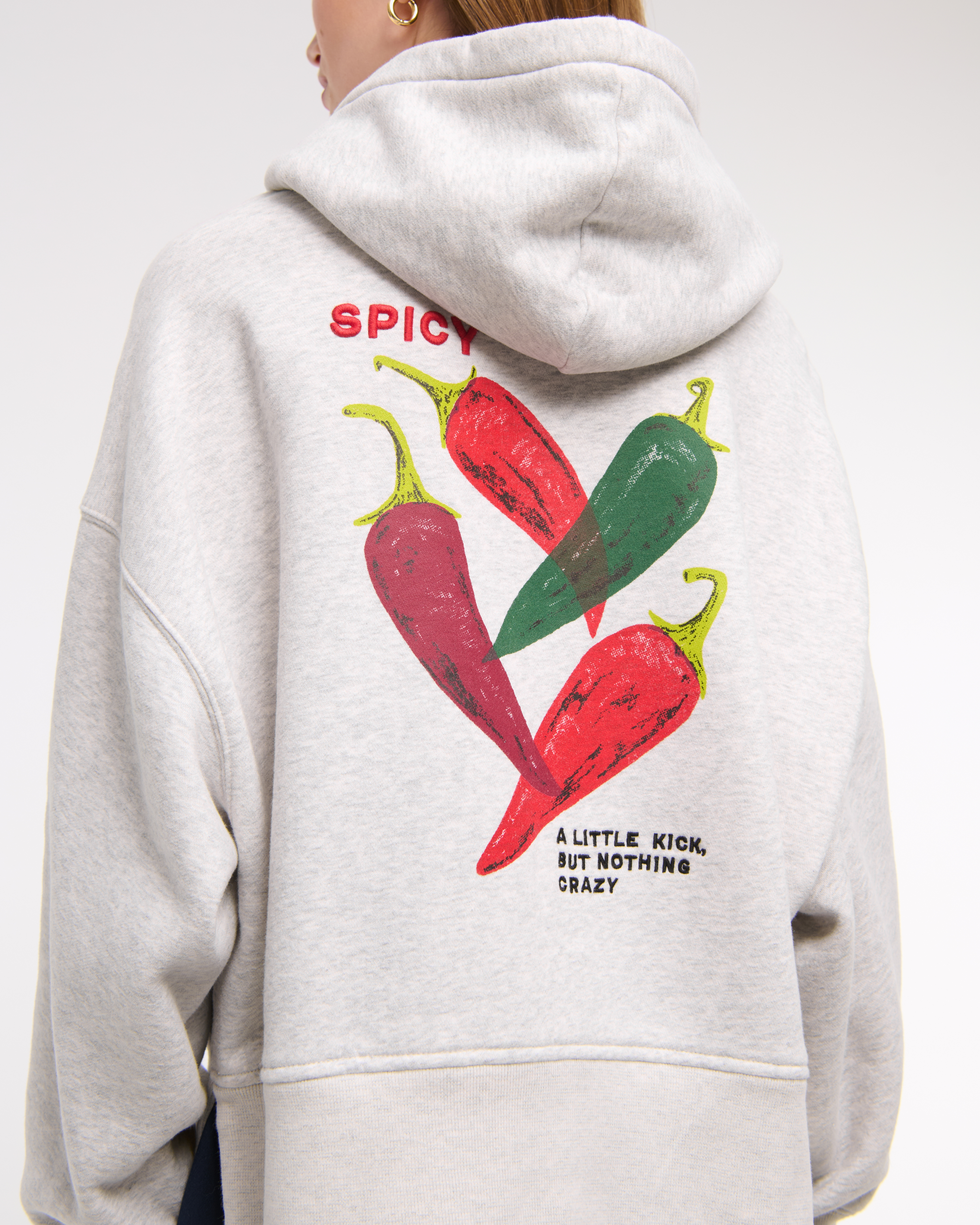 Женское худи Abercrombie & Fitch Fruit Graphic, цвет: Светлый серый — фото 3