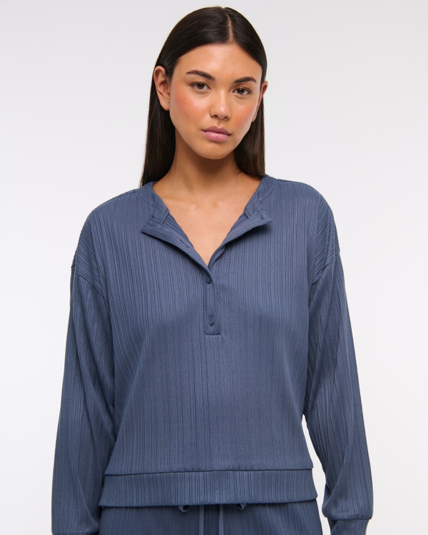 Lounge Wide Rib Henley Sweatshirt