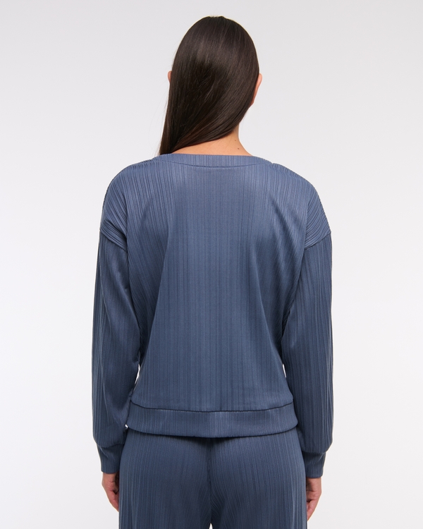 Lounge Wide Rib Henley Sweatshirt