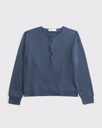 Lounge Wide Rib Henley Sweatshirt