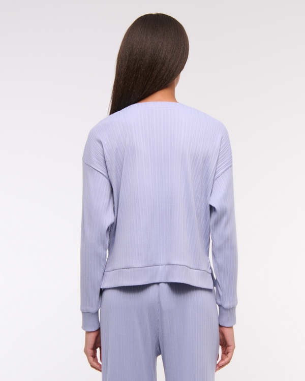 Lounge Wide Rib Henley Sweatshirt