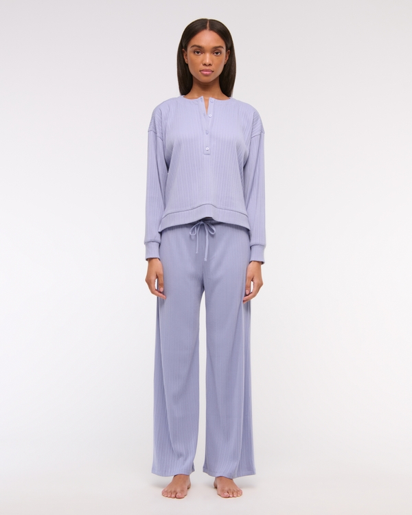 Lounge Wide Rib Henley Sweatshirt