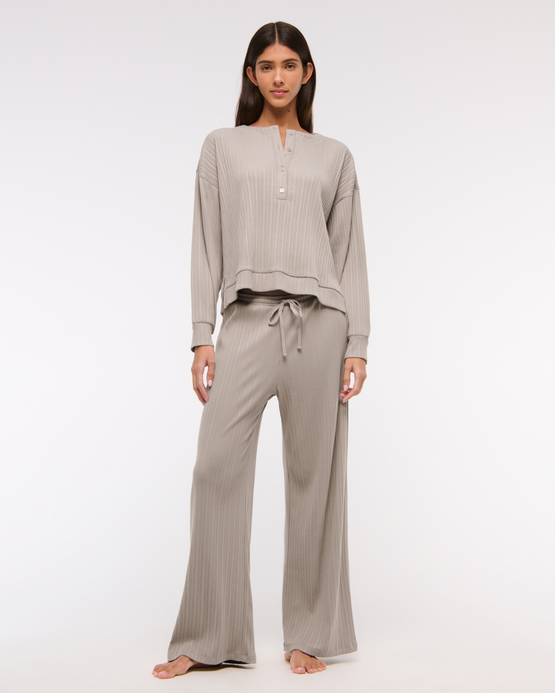 Lounge Wide Rib Henley Sweatshirt