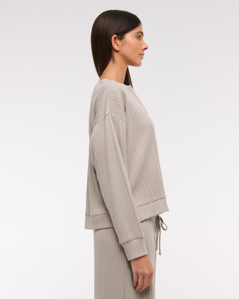 Lounge Wide Rib Henley Sweatshirt