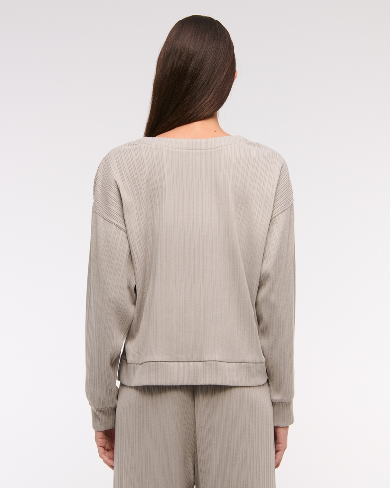 Lounge Wide Rib Henley Sweatshirt