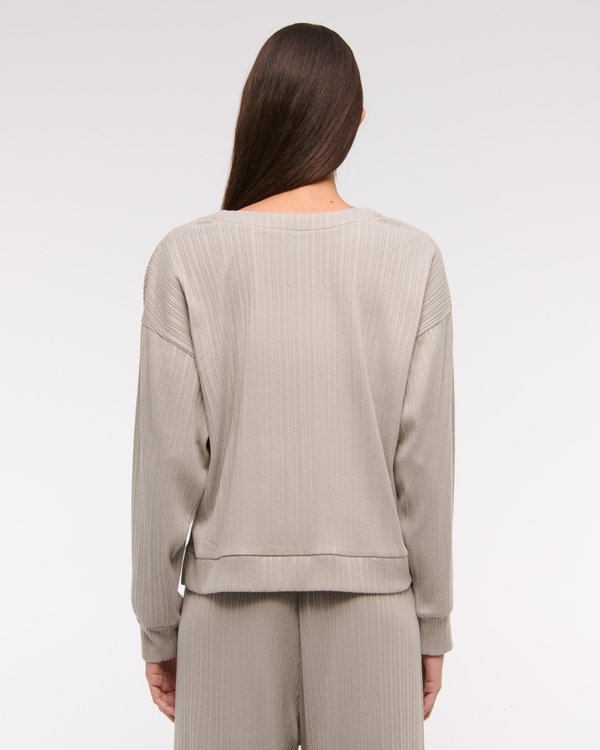 Lounge Wide Rib Henley Sweatshirt