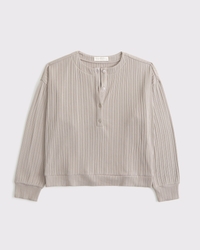 Lounge Wide Rib Henley Sweatshirt