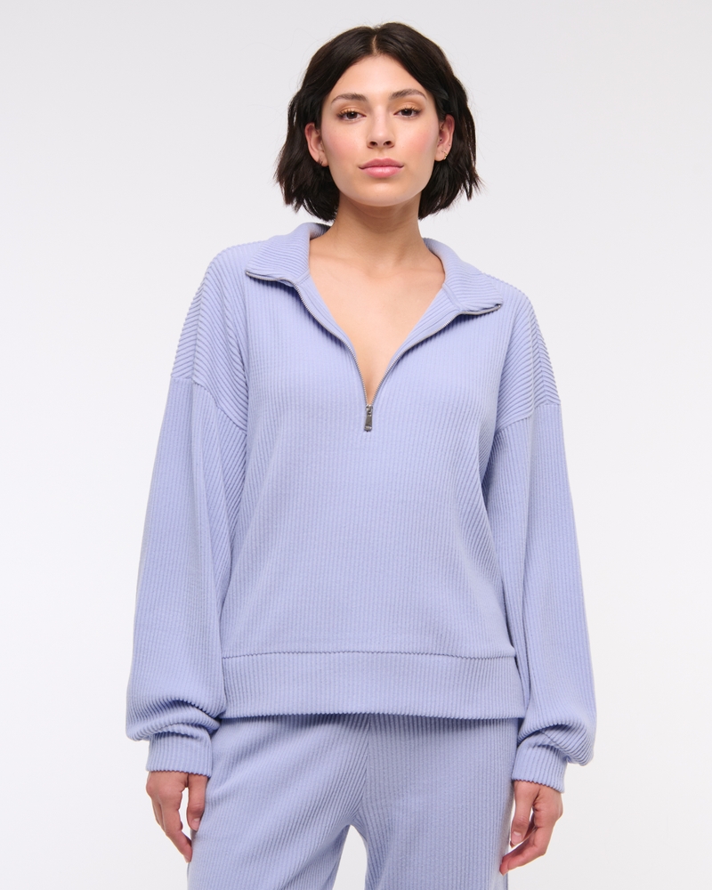Lounge Brushed Rib Half-Zip - thumbnail 2