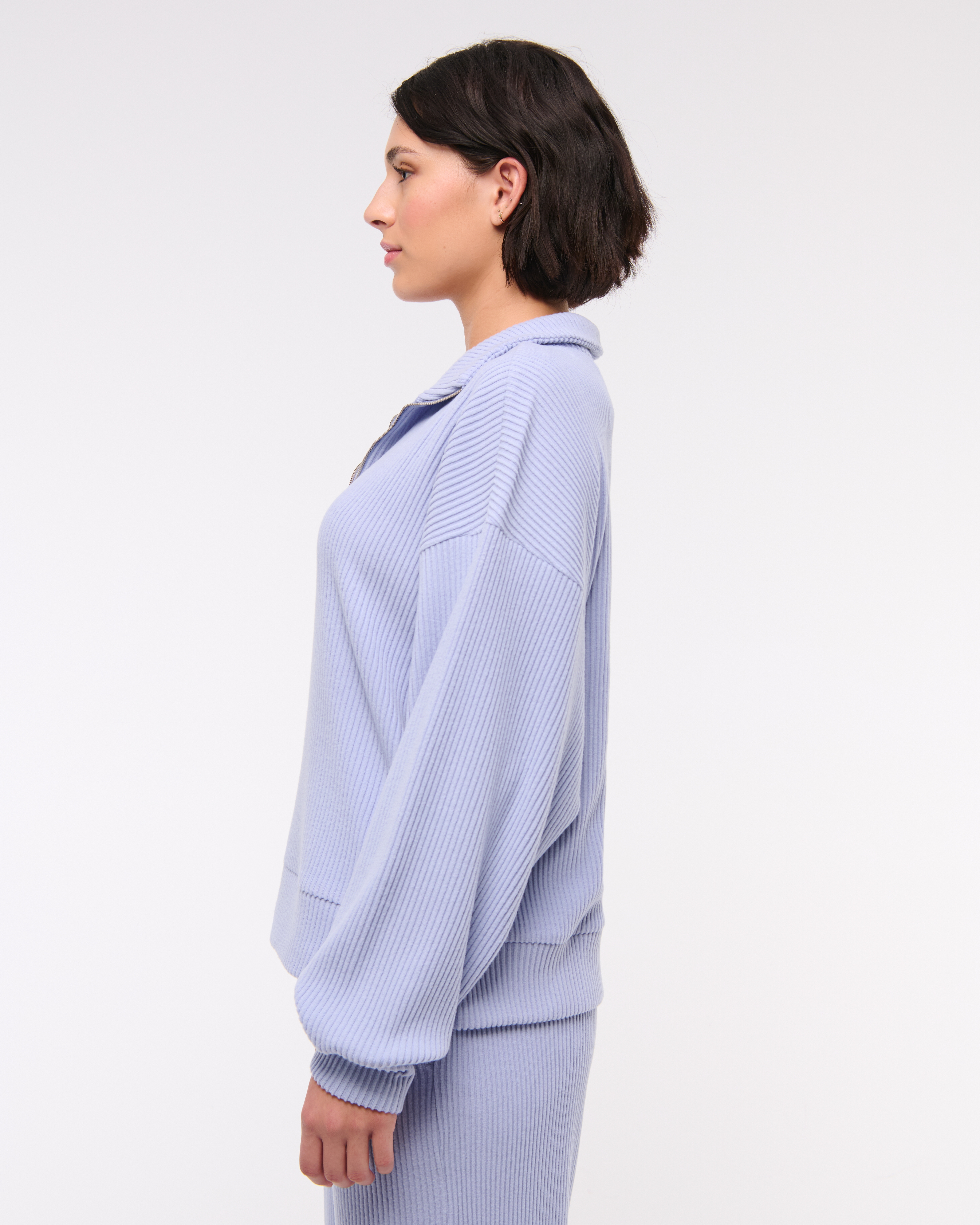 Women's Lounge Brushed Rib Half-Zip | Women's Tops