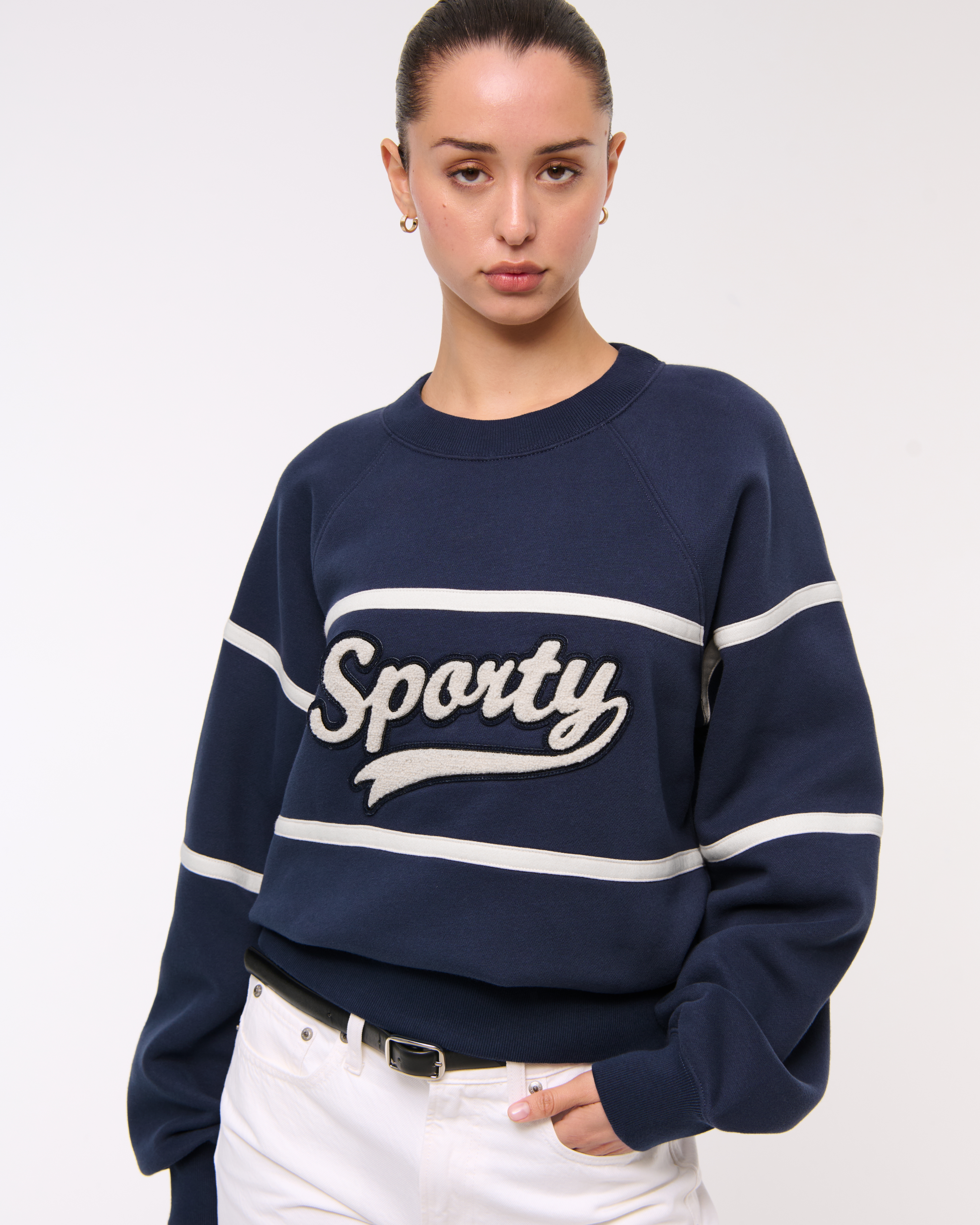 Abercrombie & Fitch Sporty Graphic Crew In Blue