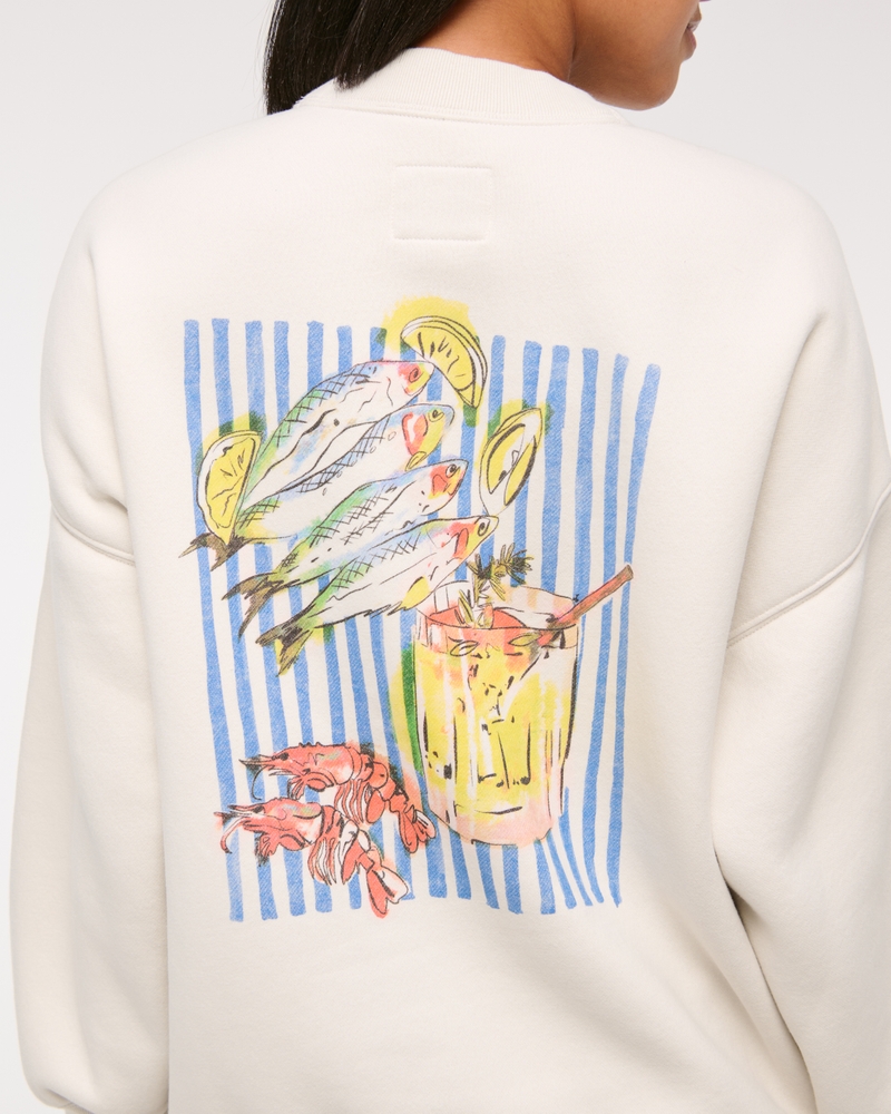 Beach Graphic Oversized Sunday Crew