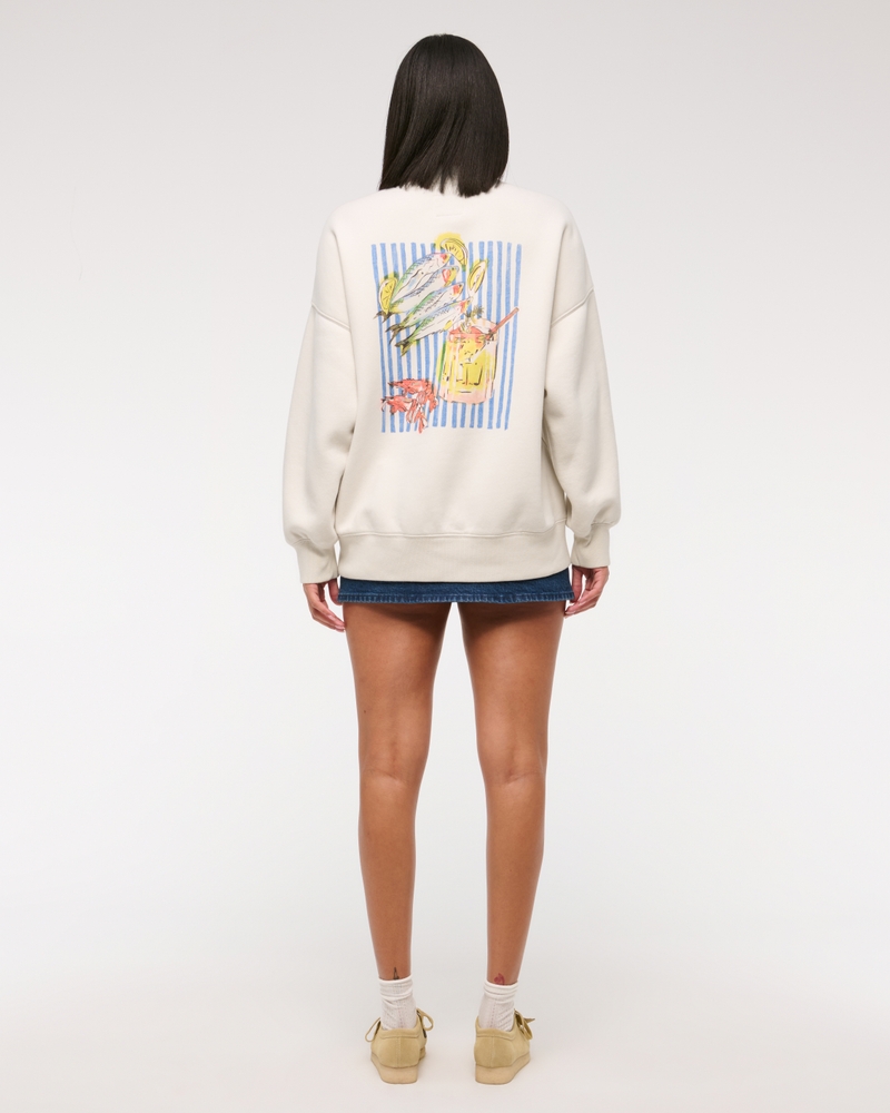 Beach Graphic Oversized Sunday Crew