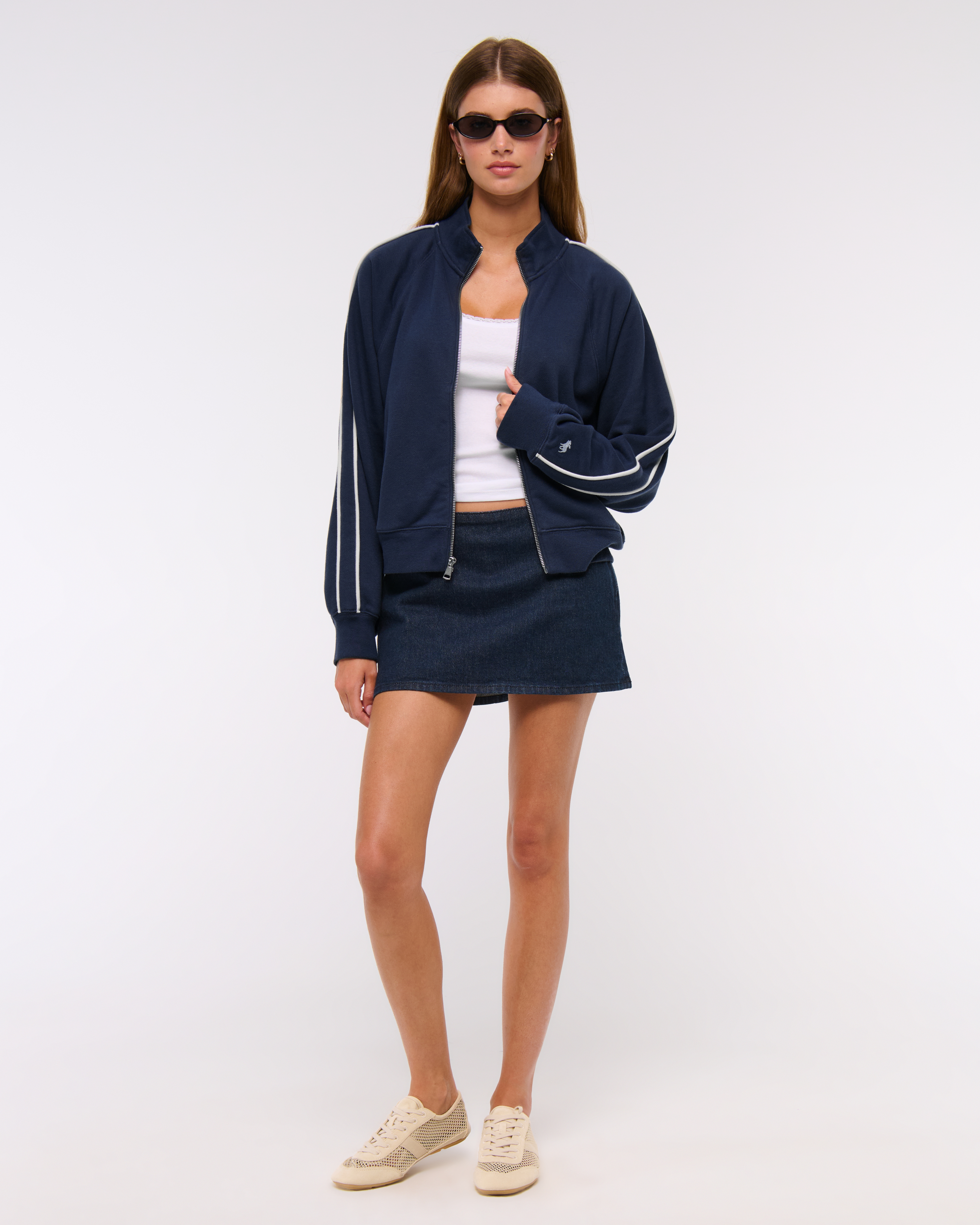 Abercrombie & Fitch フレンチテリーモックネックフルジップ Abercrombie & Fitch フレンチテリーモックネックフルジップ