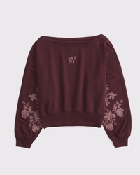 French Terry Off-The-Shoulder Logo Top