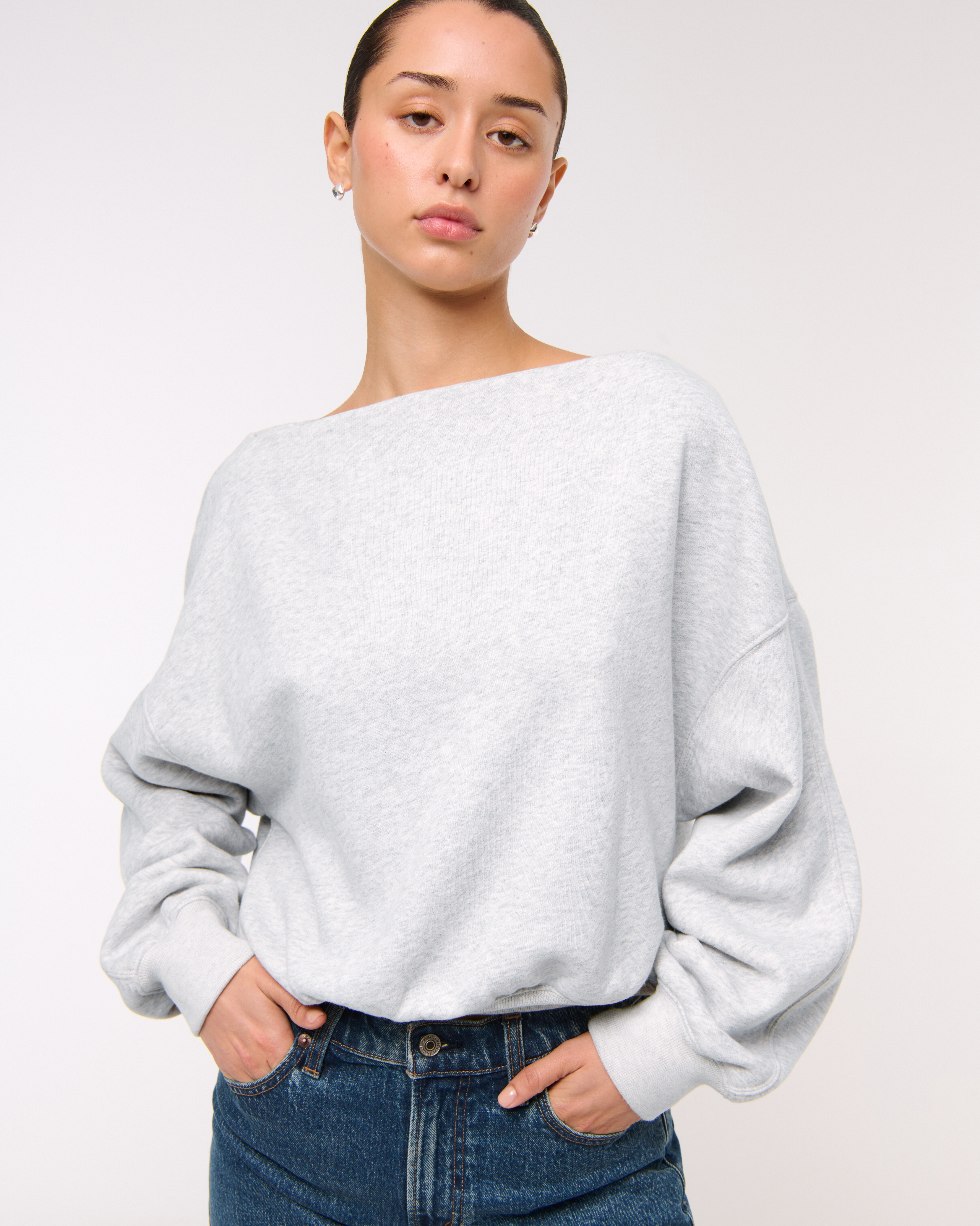 Abercrombie & Fitch Sunday Slash Top In Gray